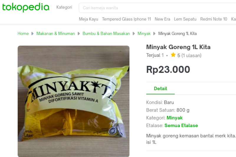 Baru Diluncurkan, MinyaKita Sudah Dijual Online Harga Rp23 Ribu